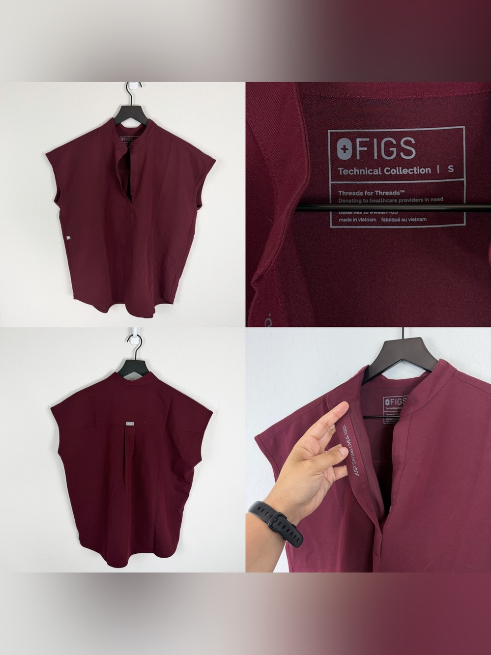 •FIGS• Rafaela Oversized Scrub Top Burgundy Size Small PO#1699